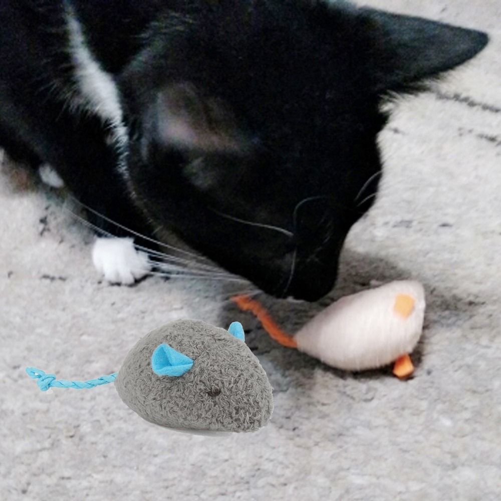 Catnip Interactive Plush Mouse - 2 szt. Zabawne pluszowe miękkie interaktywne